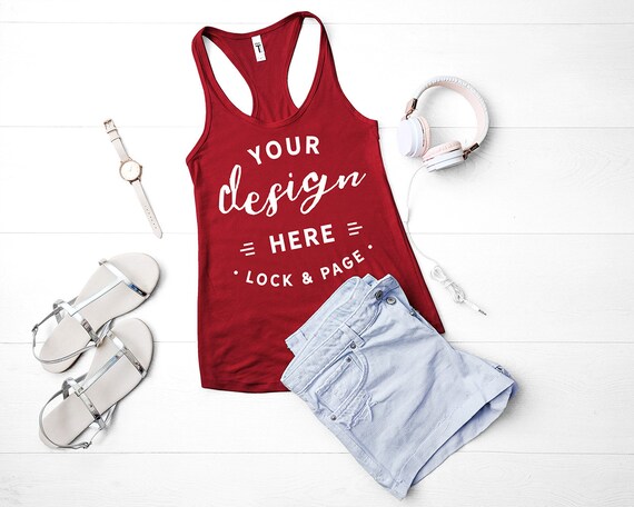 Next Level 1533 Mockup Scarlet Red Flat Lay Ladies