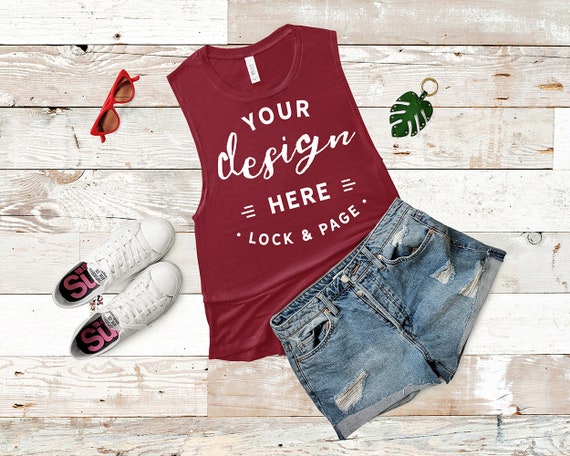 Bella Canvas 8803 Mockup Maroon Flowy Scoop Muscle Tank Bella Canvas 8803 Mockup Maroon Flowy Scoop Muscle Tank