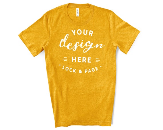 Mens Bella Canvas 3001 Gold T-Shirt Mockup Simple Plain Mens Bella Canvas 3001 Gold T-Shirt Mockup Simple Plain