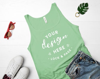 Jersey Tank Top Mockup Bundle Bella Canvas 6488 Green Pink Blue Navy Women/'s Vest T-Shirt Mockup Summer Gym Fitness Vol 1
