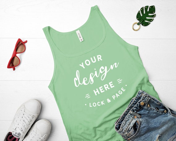 Leaf Tank Top Mockup Bella Canvas 6488 Jersey Mockup