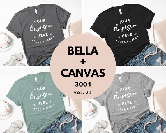 Heather Bella Canvas Mockup Bundle 3001 T-Shirt Bundle Black