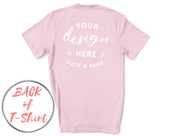 Pink Bella Canvas 3001 Back Of T-Shirt Mockup On