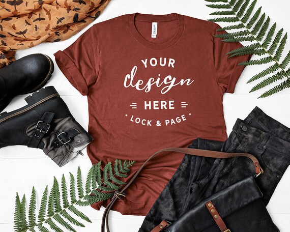 Fall T-Shirt Mockup Bella Canvas 3001 Autumn Rust Autumnal