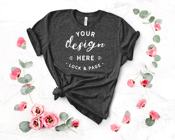 Heather Dark Grey Mockup Bella Canvas 3001 Floral Feminine Heather Dark Grey Mockup Bella Canvas 3001 Floral Feminine