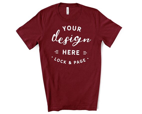 Mens Bella Canvas 3001 Cardinal T-Shirt Mockup Simple Plain