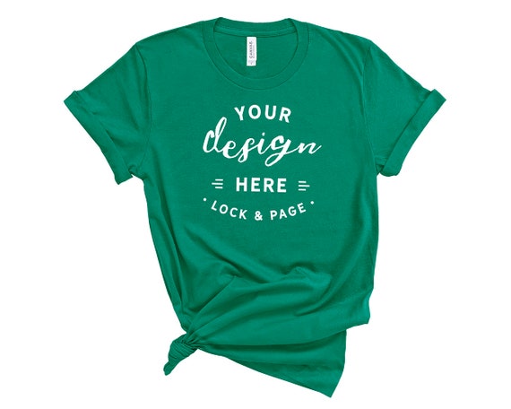 Kelly Green Bella Canvas 3001 T-Shirt Mockup Plain Kelly Green Bella Canvas 3001 T-Shirt Mockup Plain
