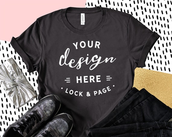 Download Free Dark Grey Bella Canvas 3001 T-Shirt Mockup Feminine ...