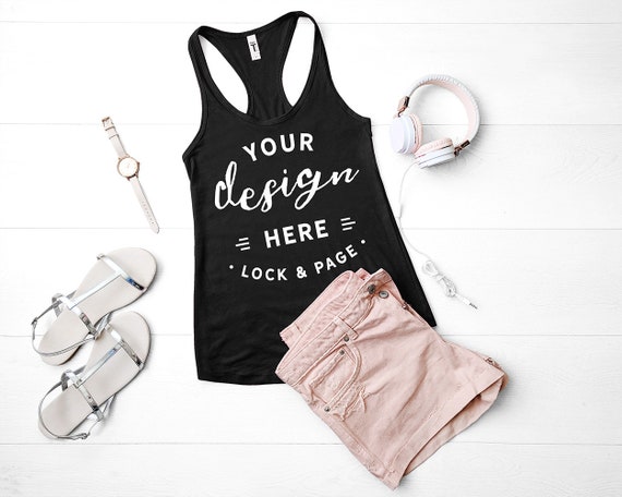 Tank Mockup Next Level 1533 Mockup Black Flat Lay Tank Mockup Next Level 1533 Mockup Black Flat Lay