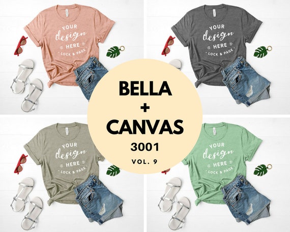 Bella Mockup Bundle 3001 T-Shirt Bundle Heather Prism Mint