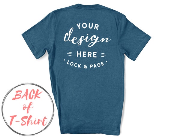 Back Of T-Shirt Mockup Heather Deep Teal Bella Canvas