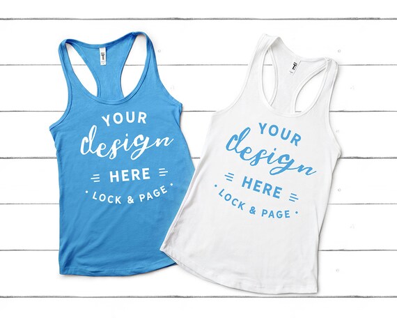 Next Level 1533 Turquoise Mockup Racerback Womens White Tank