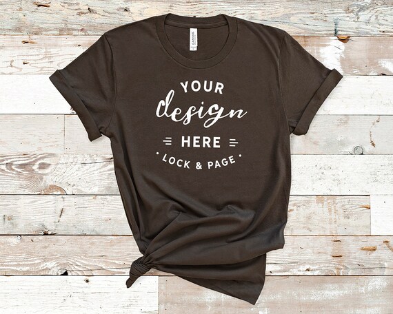 Brown Bella Canvas 3001 T-Shirt Mockup Plain Beach House
