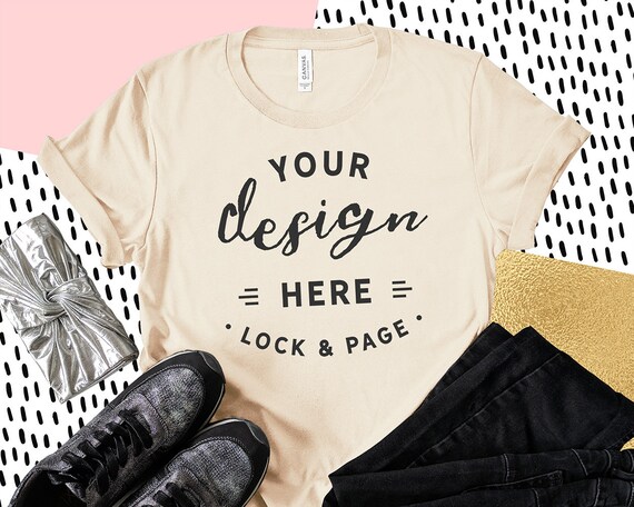 Soft Cream Bella Canvas 3001 T-Shirt Mockup Feminine Flat