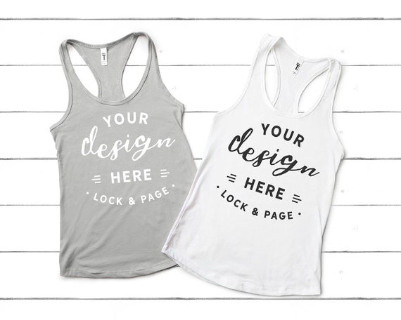 Next Level 1533 Silver Mockup Racerback Womens White Tank