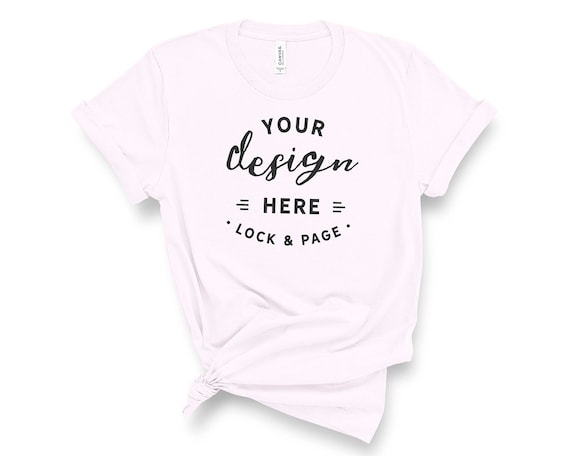 Soft Pink Bella Canvas 3001 T-Shirt Mockup On Plain