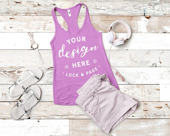 Next Level 1533 Tank Top Mockup Lilac Flat Lay