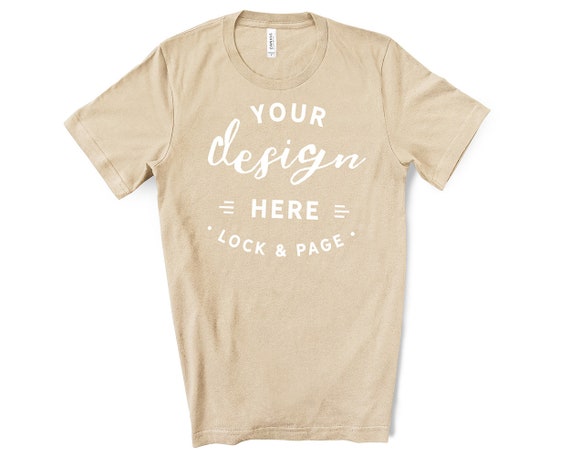 Mens Bella Canvas 3001 Tan T-Shirt Mockup Simple Plain Mens Bella Canvas 3001 Tan T-Shirt Mockup Simple Plain