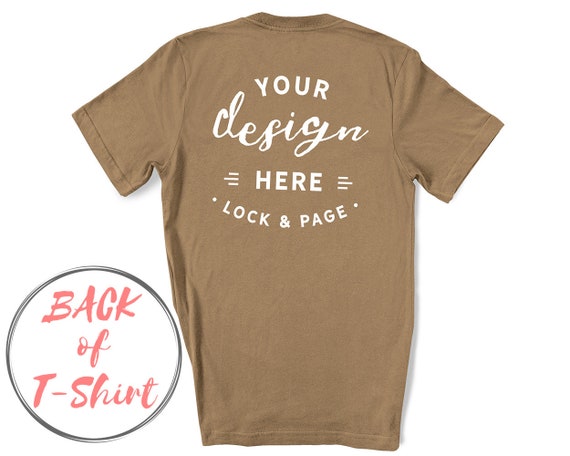 Back Of T-Shirt Mockup Pebble Brown Bella Canvas 3001