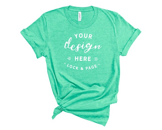 Heather Mint Bella Canvas 3001 T-Shirt Mockup Plain