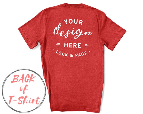 Heather Red Bella Canvas 3001 Back Of T-Shirt Mockup Heather Red Bella Canvas 3001 Back Of T-Shirt Mockup
