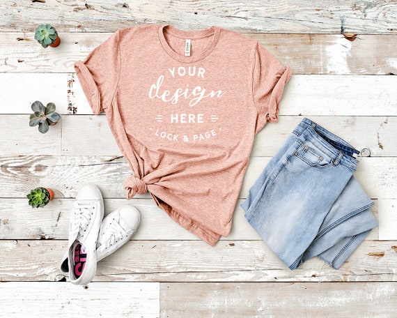Heather Peach Mockup Bella Canvas 3001 Unisex T-Shirt Flat Heather Peach Mockup Bella Canvas 3001 Unisex T-Shirt Flat