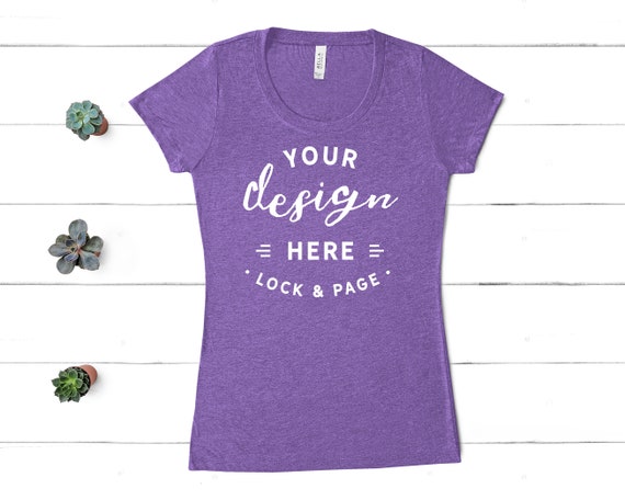 Purple Bella Canvas 8413 Triblend T-Shirt Mockup Womens Flat