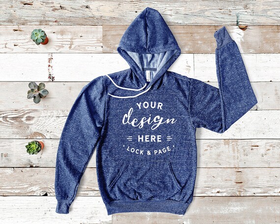 Digital Blue Bella Canvas 3719 Pullover Hoodie Mockup Hooded