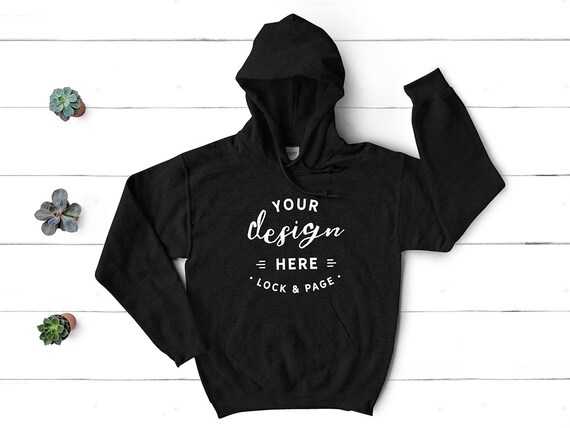 Gildan 18500 Black Hooded SweaT-Shirt Mockup Winter Cotton Hoodie