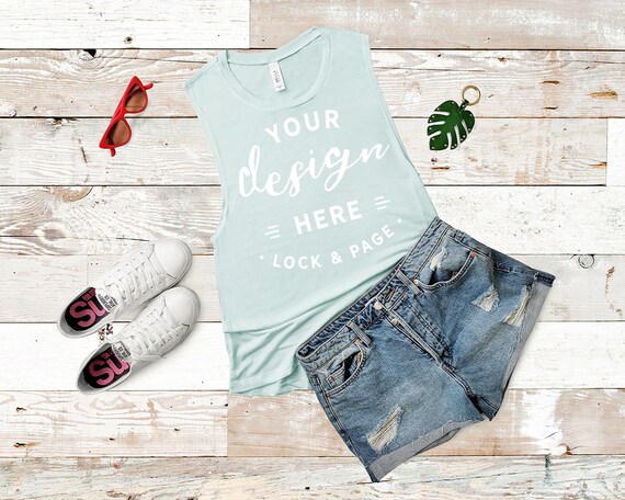 Mint Bella Canvas 8803 Mockup Flowy Scoop Muscle Tank