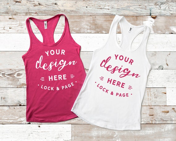 Next Level 1533 Raspberry Mockup Racerback Womens White Tank