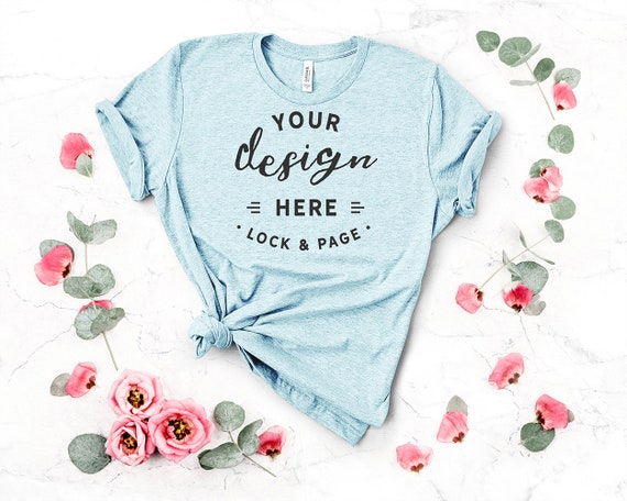 Heather Prism Ice Blue Mockup Bella Canvas 3001 Floral Heather Prism Ice Blue Mockup Bella Canvas 3001 Floral