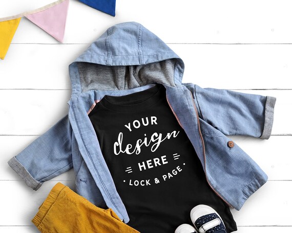 Black Bella Canvas 3001t Toddler T-Shirt Mockup Unisex Short