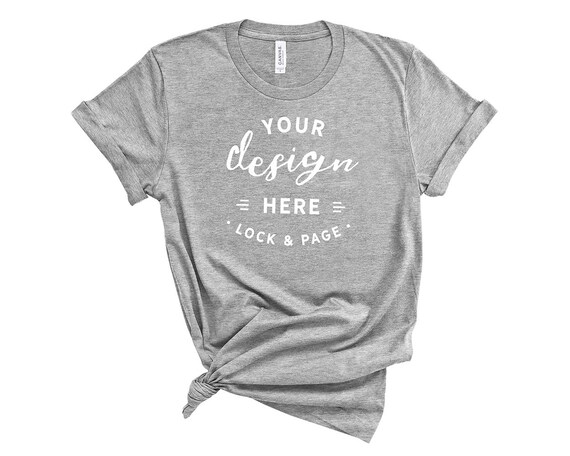 Athletic Heather Bella Canvas 3001 T Shirt Mockup On Plain Etsy