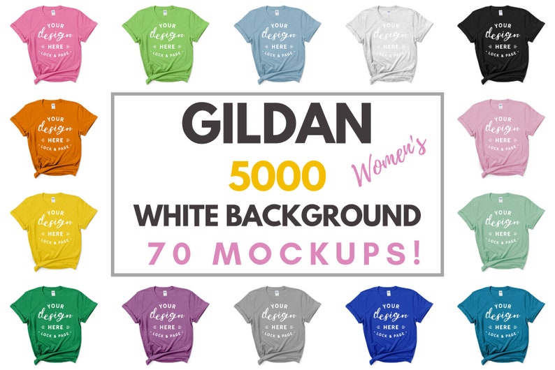 Download Women's Gildan 5000 T-Shirt Mockup Mega Bundle Flat Lay | Etsy
