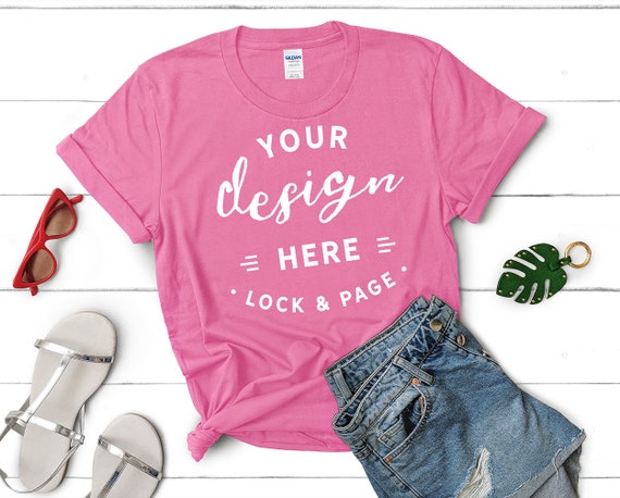 Gildan 64000 Azalea T Shirt Mockup Feminine Spring Summer Flat Etsy