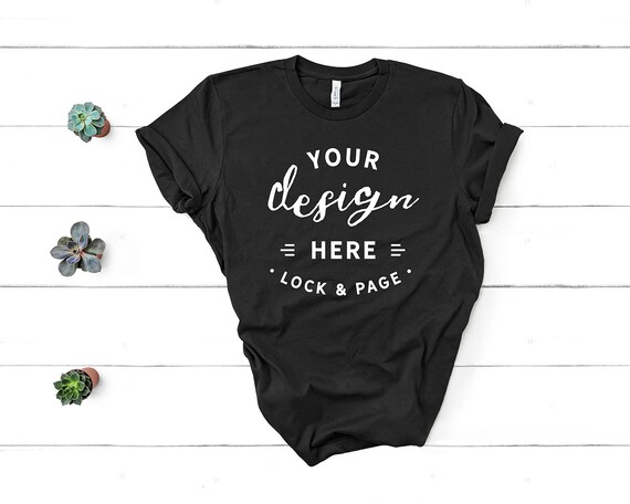 Bella Canvas 3001 Black Unisex T Shirt Flat Lay Mockup Clean Etsy