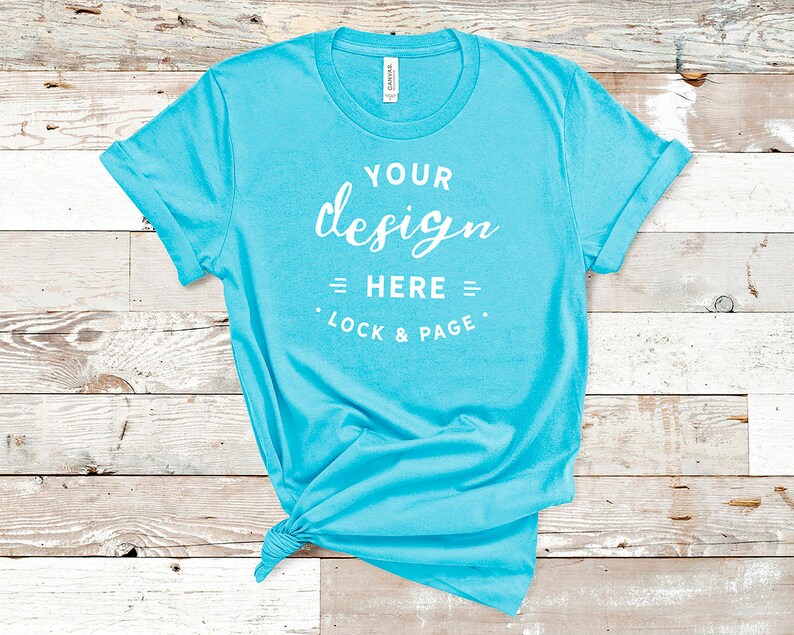 Download Turquoise Bella Canvas 3001 T Shirt Mockup Plain Beach ...