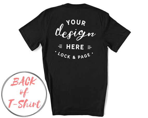 Black Bella Canvas 3001 Back Of T Shirt Mockup On Plain White Etsy