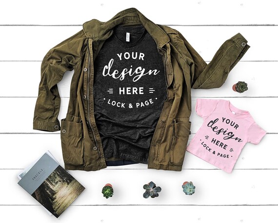 Tshirt Mockup Bella Canvas 3001 Black Heather Father Dad Etsy