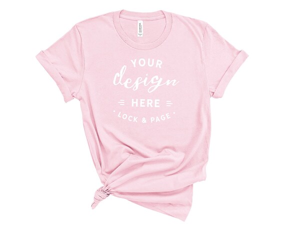 Pink Bella Canvas 3001 T Shirt Mockup On Plain White Etsy