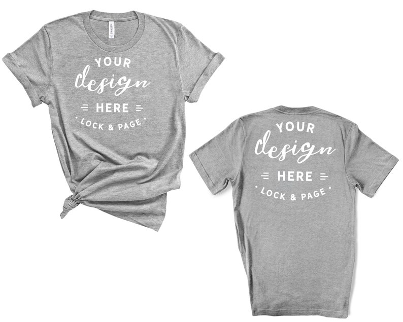 Download Athletic Heather Bella Canvas 3001 Front And Back T-Shirt ...