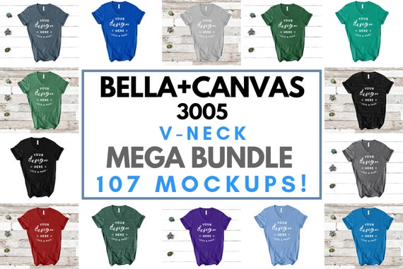 Mega Bundle Bella Canvas 3005 V Neck T Shirt Mockup 107 Etsy