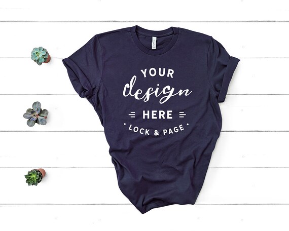 Bella Canvas 3001 Navy Unisex T Shirt Flat Lay Mockup Clean Etsy