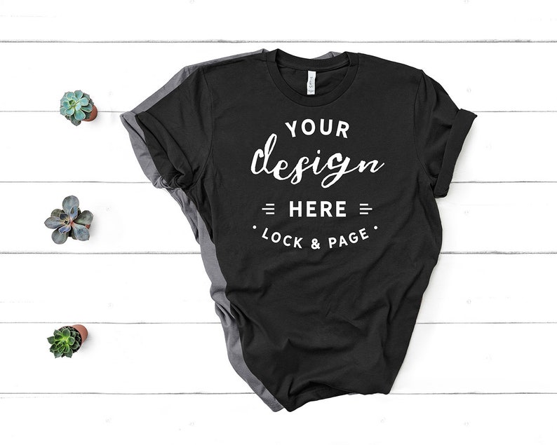 Download Bella Canvas 3001 Black Storm Set Unisex TShirt Mockup Flat | Etsy