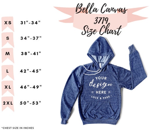 Bella Canvas Hoodie Size Chart