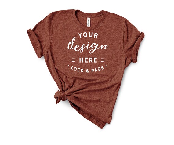 Heather Clay Bella Canvas 3001 T Shirt Mockup Flat Lay Clean Etsy