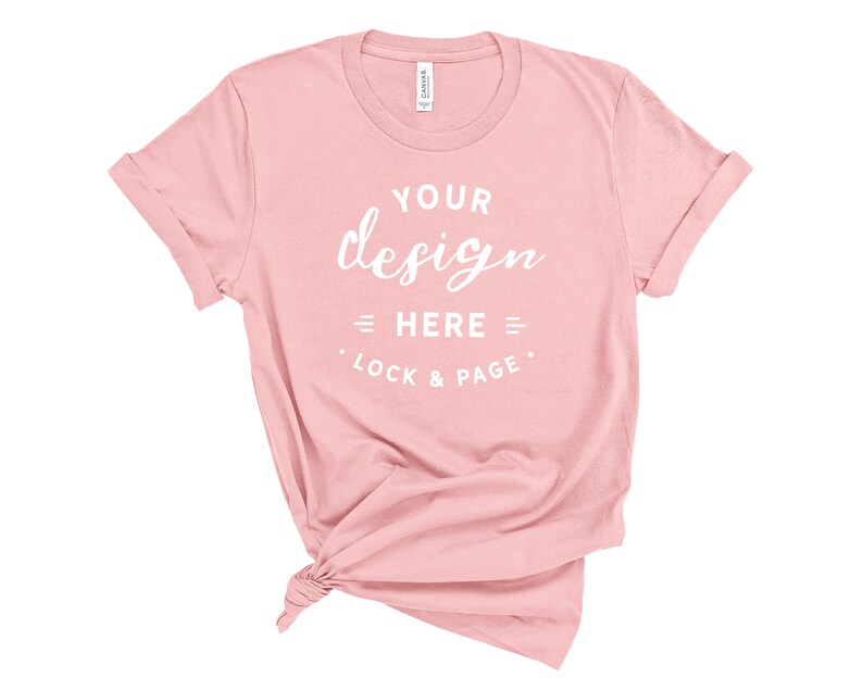 Download Pink Bella Canvas 3001 T Shirt Mockup On Plain White | Etsy