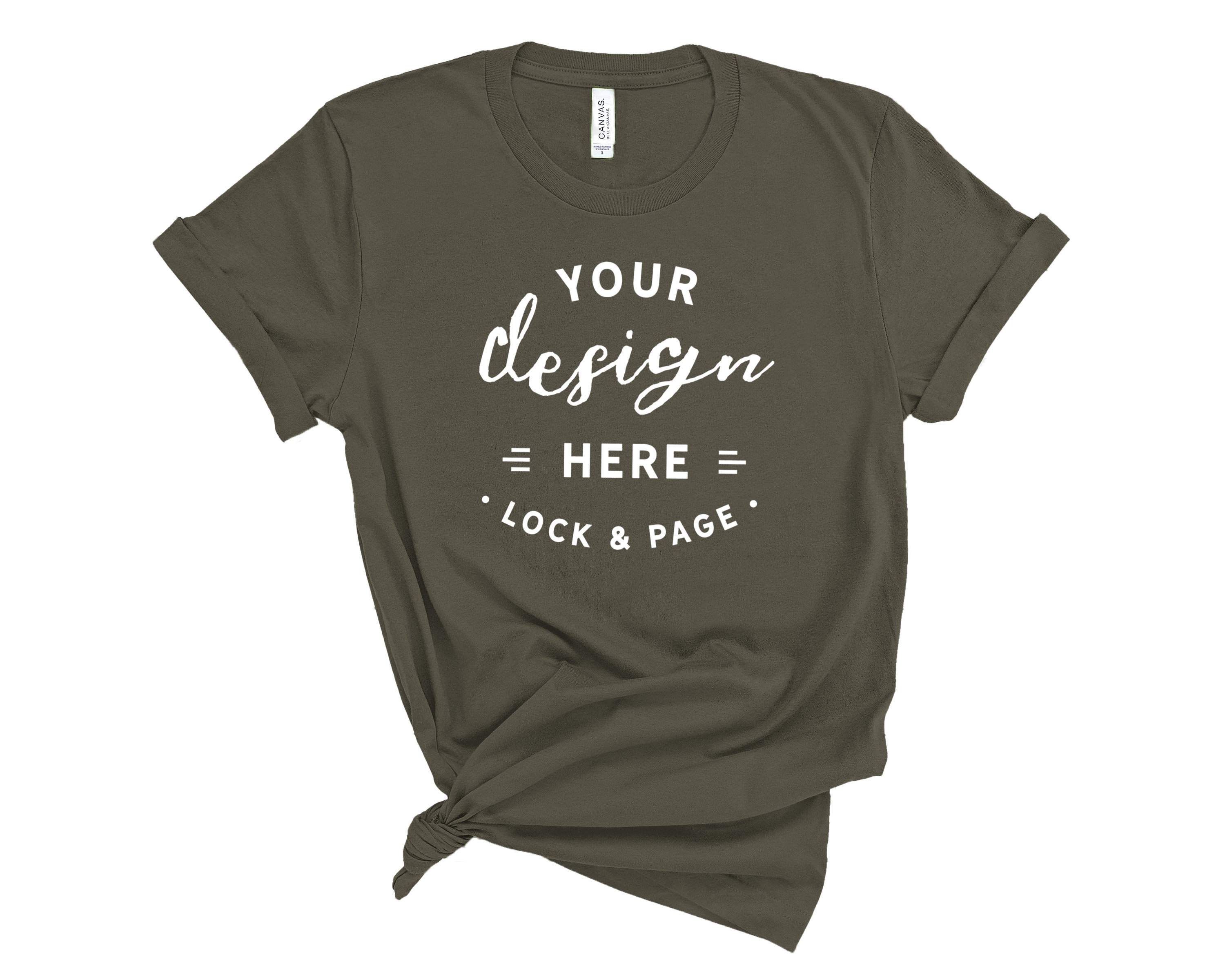Bella Canvas 3001 Army T-shirt Mockup 