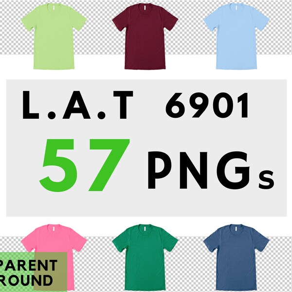 LAT 6901 PNG File Mega Bundle, Unisex T-Shirts On A Transparent Background